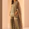 Women Lashkaraa | Dark Grey Embroidered Gharara Suit