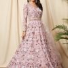 Women Lashkaraa | Dusty Mauve Floral Georgette Anarkali