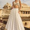 Women Lashkaraa | White Embroidered Brocade Lehenga