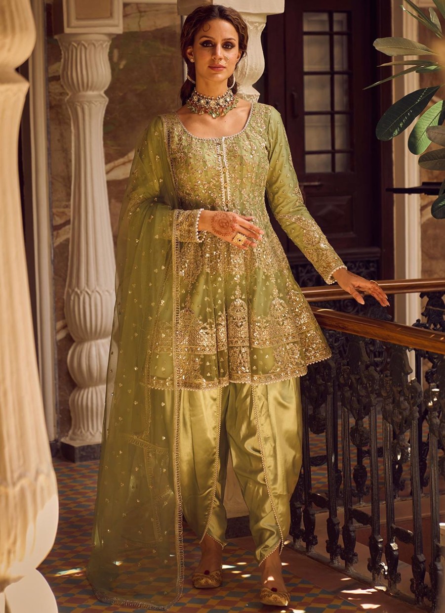 Women Lashkaraa | Light Green Peplum Style Punjabi Suit