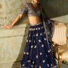 Women Lashkaraa | Navy Blue Embroidered Lehenga