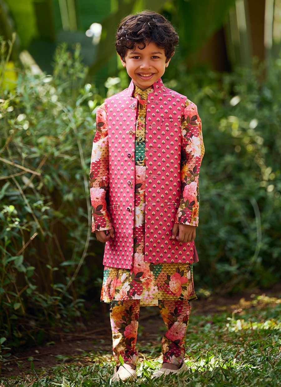 Kid Lashkaraa | Kids Multi Floral Printed Kurta Set