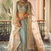 Women Lashkaraa | Blue And Light Pink Embroidered Lehenga