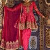 Women Lashkaraa | Hot Pink Embroidered Dhoti Style Punjabi Suit