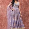 Women Lashkaraa | Lavender Printed Silk Anarkali