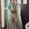 Women Lashkaraa | Dusty Blue And Grey Embroidered Gharara Suit