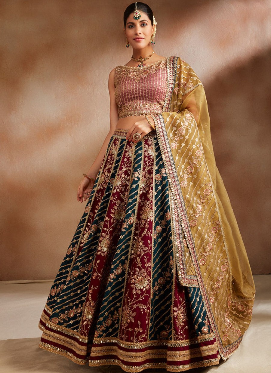 Women Lashkaraa | Multicolor Embroidered Georgette Lehenga