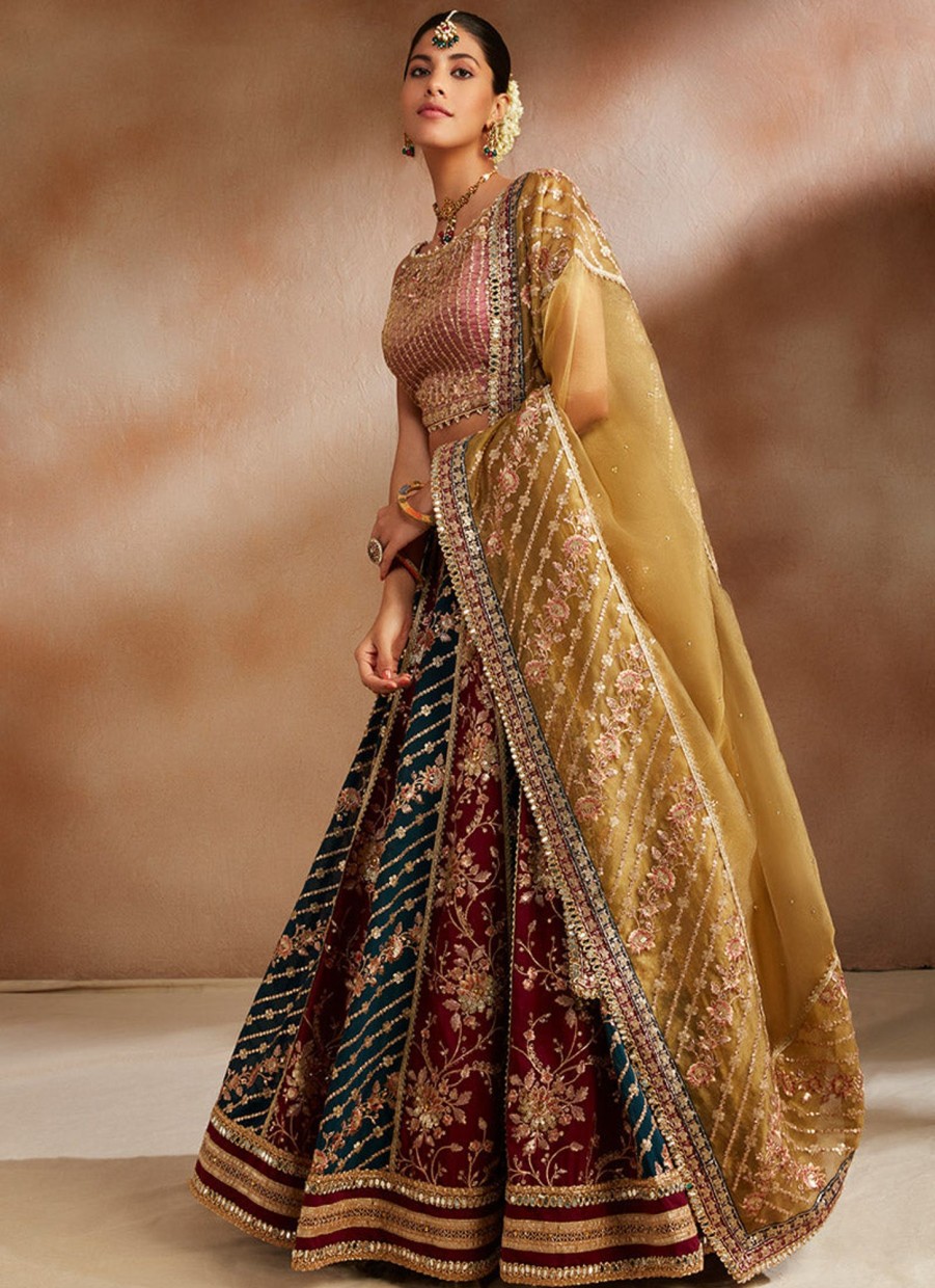 Women Lashkaraa | Multicolor Embroidered Georgette Lehenga