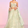 Women Lashkaraa | Light Green Floral Embellished Corset Style Lehenga