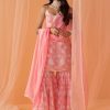 Women Lashkaraa | Light Pink White Floral Printed Gharara Suit