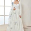 Women Lashkaraa | White Georgette Anarkali With Floral Printed Dupatta