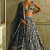 Women Lashkaraa | Blue Embroidered Brocade Lehenga