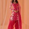 Women Lashkaraa | Hot Pink White Floral Printed Punjabi Suit