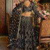 Women Lashkaraa | Black Embroidered Velvet Lehenga