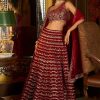 Women Lashkaraa | Red Embroidered Velvet Lehenga