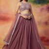 Women Lashkaraa | Mauve Embroidered Georgette Lehenga