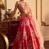 Women Lashkaraa | Red Floral Printed Lehenga