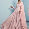 Women Lashkaraa | Blush Pink Thread Embroidered Anarkali