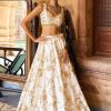 Women Lashkaraa | Off White And Black Embroidered Satin Lehenga