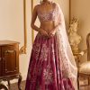 Women Lashkaraa | Maroon Floral Printed Lehenga