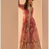 Women Lashkaraa | Coral Embroidered Jacket Suit