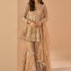 Women Lashkaraa | Dusty Peach Embroidered Sharara Suit