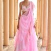 Women Lashkaraa | Ombre Pink Ruffled Chiffon Saree