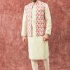 Men Lashkaraa | Dusty Green And Rose Nehru Jacket Set