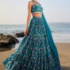 Women Lashkaraa | Teal Floral Printed Lehenga