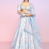 Women Lashkaraa | Light Dusty Periwinkle Floral Embellished Lehenga