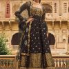 Women Lashkaraa | Black And Gold Embroidered Brocade Anarkali