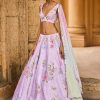 Women Lashkaraa | Soft Purple Embellished Velvet Lehenga