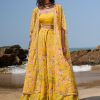 Women Lashkaraa | Yellow Floral Printed Crop Sharara Set