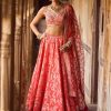 Women Lashkaraa | Orange Embroidered Brocade Lehenga