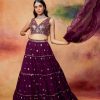 Women Lashkaraa | Deep Purple Embroidered Georgette Lehenga