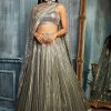 Women Lashkaraa | Light Grey Multicolor Sequins Embroidered Lehenga