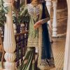 Women Lashkaraa | Olive Green And Blue Embroidered Gharara Suit