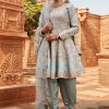 Women Lashkaraa | Dusty Blue Dhoti Style Punjabi Suit