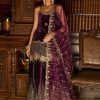 Women Lashkaraa | Purple Embroidered Velvet Sharara Suit