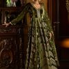 Women Lashkaraa | Olive Green Embroidered Velvet Anarkali