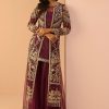 Women Lashkaraa | Wine Embroidered Sharara Suit