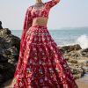 Women Lashkaraa | Deep Red Floral Printed Lehenga