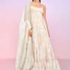 Women Lashkaraa | Beige Floral Embellished Anarkali