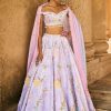 Women Lashkaraa | Periwinkle Embellished Velvet Lehenga