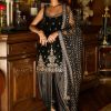 Women Lashkaraa | Black Embroidered Velvet Punjabi Suit