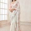 Women Lashkaraa | Peach And Off White Satin Georgette Saree