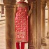 Women Lashkaraa | Red And Gold Hand Embroidered Straight Suit