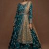 Women Lashkaraa | Teal Heavy Embroidered Silk Anarkali