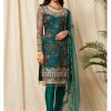 Women Lashkaraa | Teal Green Floral Organza Suit