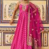 Women Lashkaraa | Hot Pink Hand Embroidered Brocade Anarkali